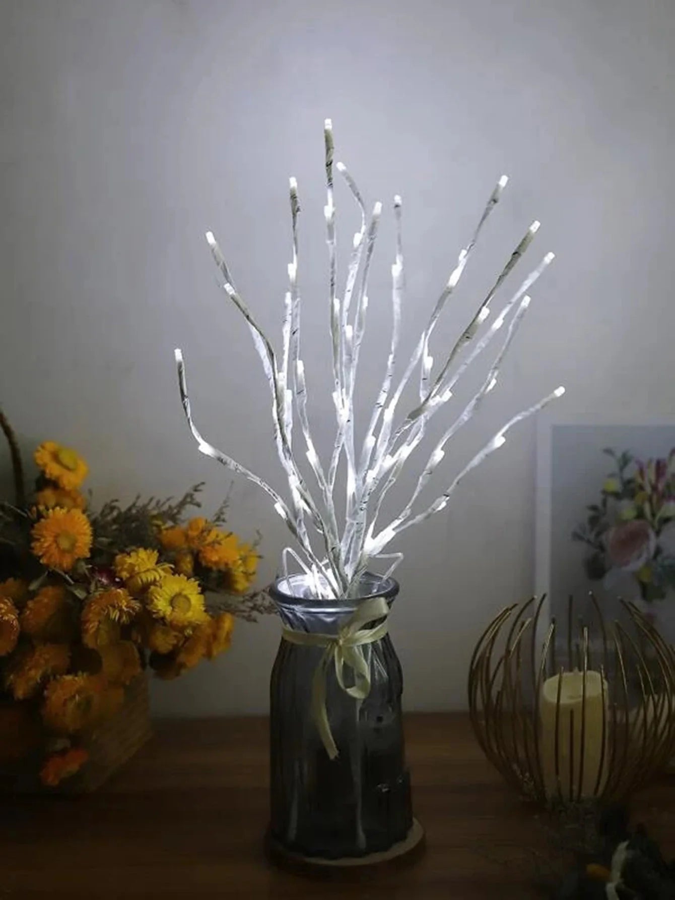 White Birch Branch LED String Lights