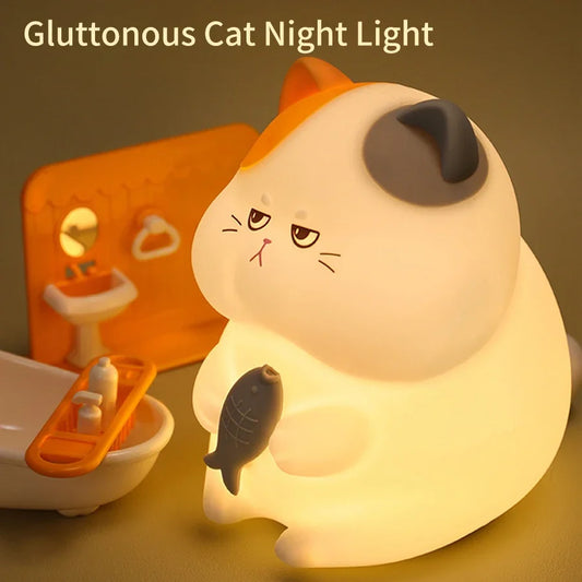 Gluttonous Cat Night Light