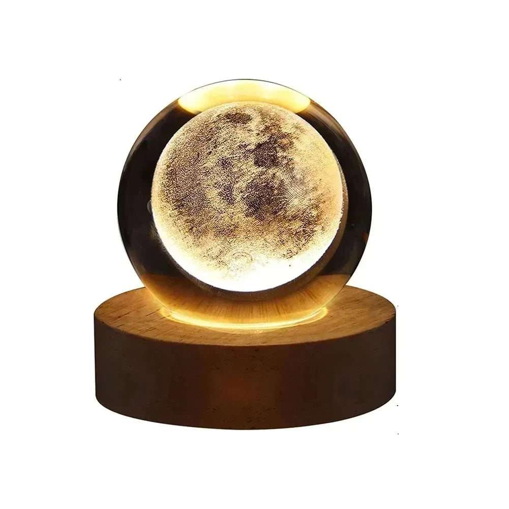 3D Crystal Ball Lamp with Galaxy & Planetary Projections