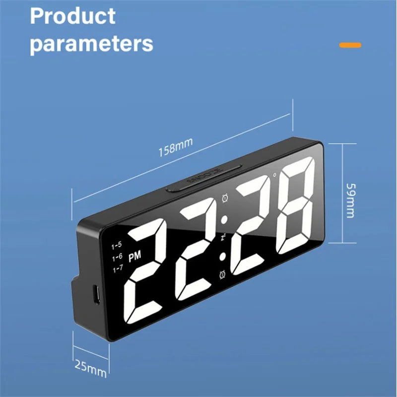 LED Digital Alarm Clock with Temperature Display