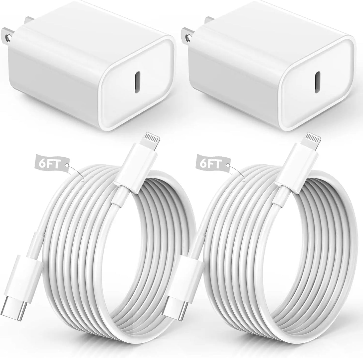 Fast Charge Duo: 2-Pack 6ft USB-C Cable & Adapter