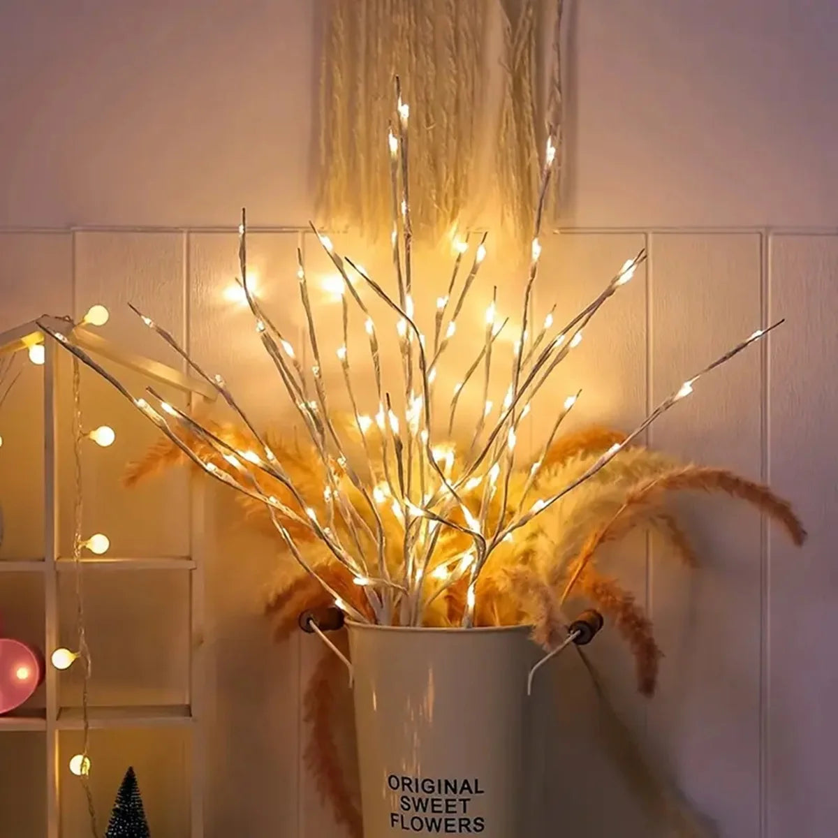 White Birch Branch LED String Lights