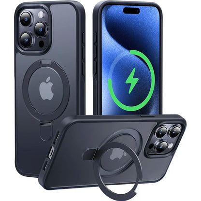 Matte Magnetic iPhone Case with Ring Stand