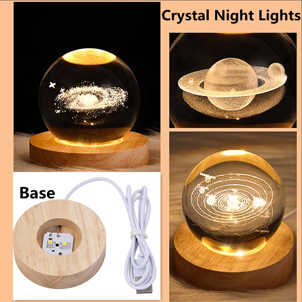 3D Crystal Ball Lamp with Galaxy & Planetary Projections