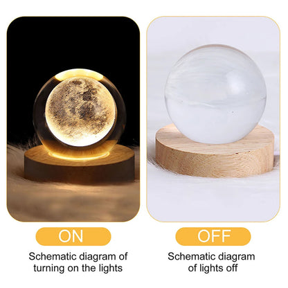 3D Crystal Ball Lamp with Galaxy & Planetary Projections