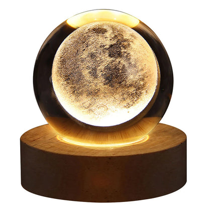 3D Crystal Ball Lamp with Galaxy & Planetary Projections