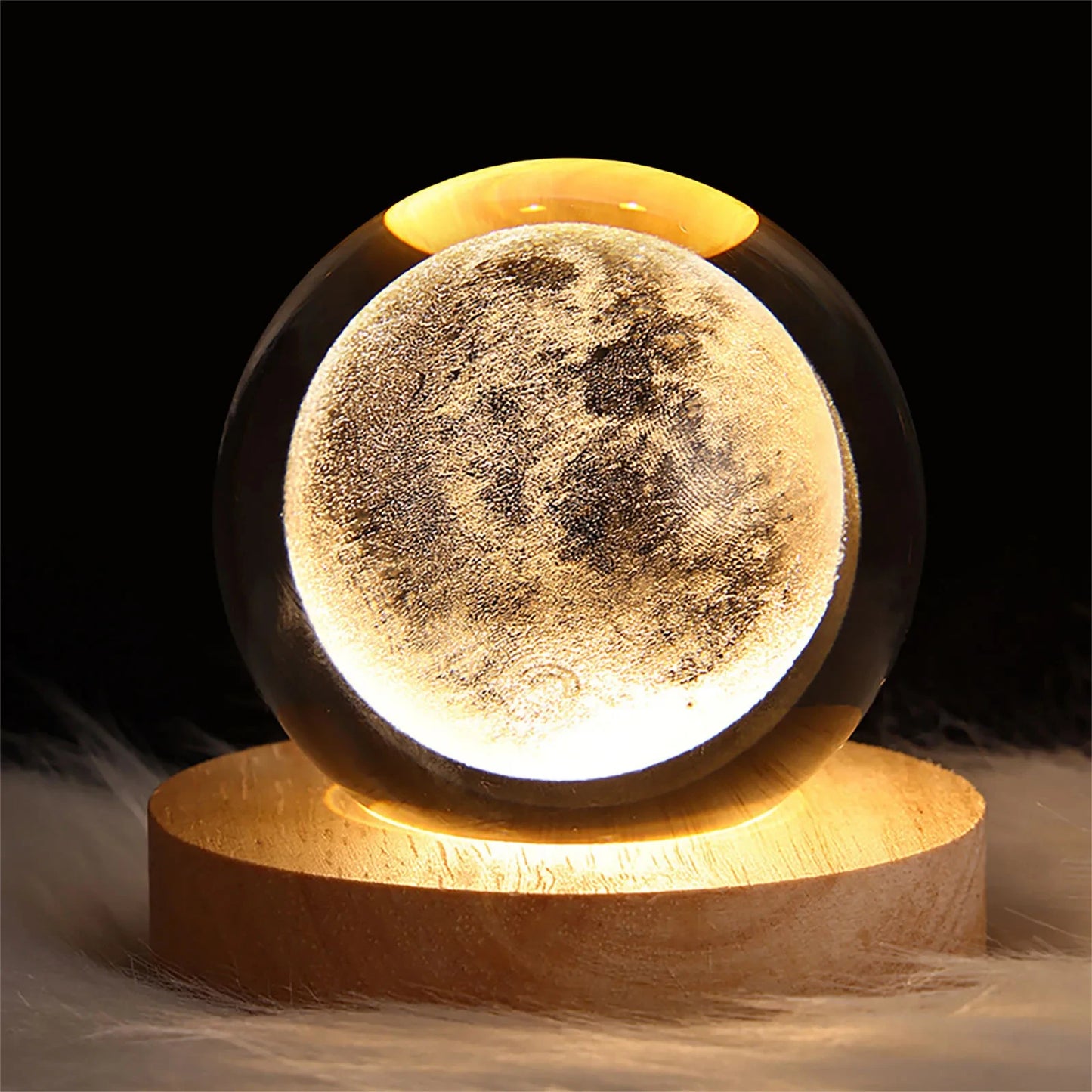 3D Crystal Ball Lamp with Galaxy & Planetary Projections