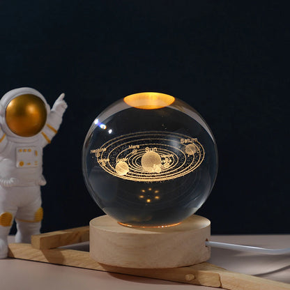 3D Crystal Ball Lamp with Galaxy & Planetary Projections