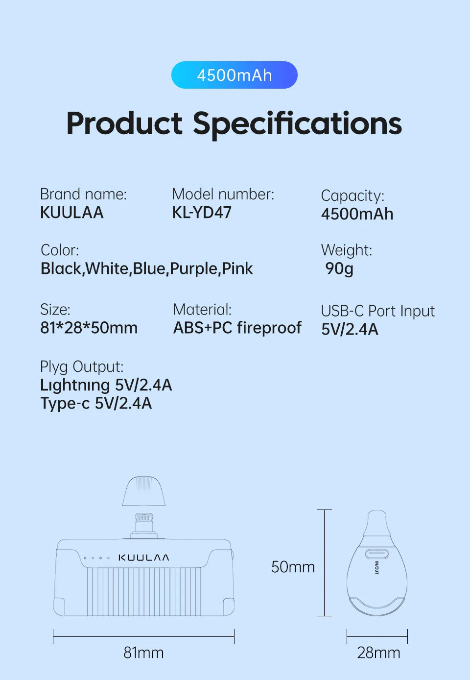 4500mAh Portable Power Bank