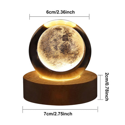 3D Crystal Ball Lamp with Galaxy & Planetary Projections