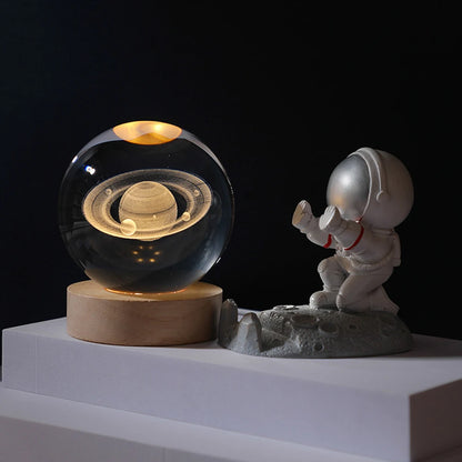 3D Crystal Ball Lamp with Galaxy & Planetary Projections