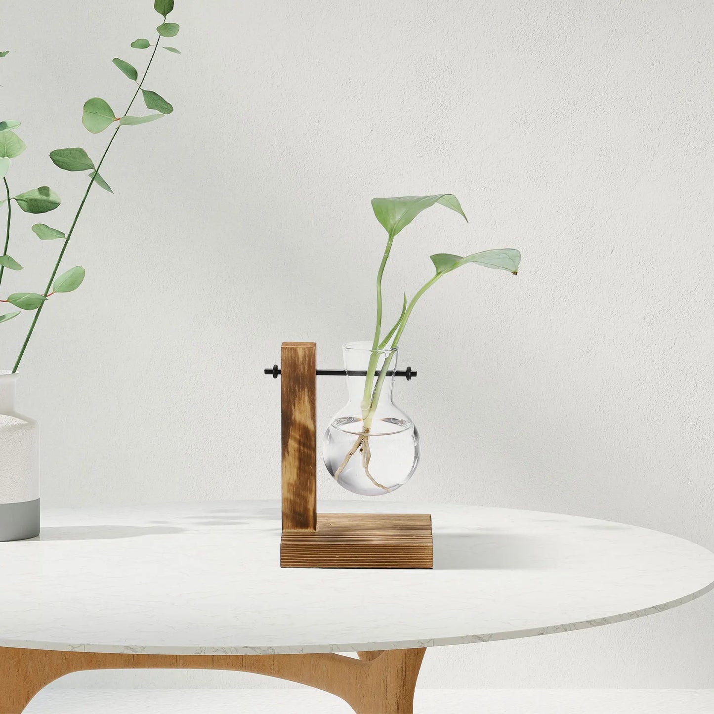 Hanging Flower Pot with Wooden Stand